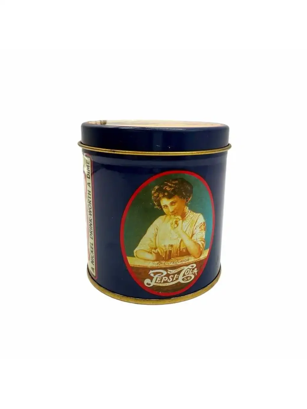 Vintage Pepsi-Cola Round Tin Container